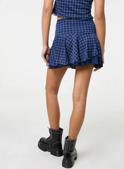 Check Ruffle Mini Skirt
