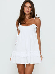 Enhancement Babydoll Mini Dress White