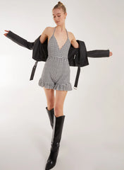 Gingham Frill Jacquard Playsuit
