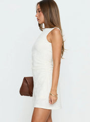 Falling Stars Ruched Mini dress Cream