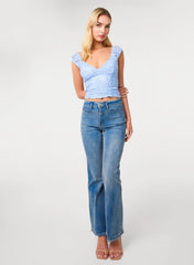 V Neck Lace Crop Top
