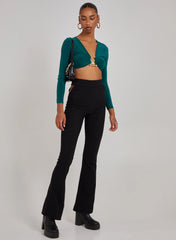 Gold Trim Slinky Long Sleeve Top