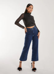 Sparkle Long Sleeve Mesh Top