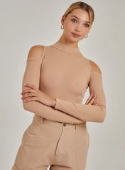 Cold Shoulder Ribbed Bodysuit