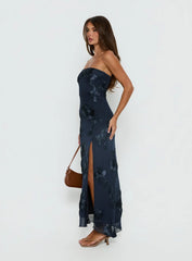 Maribeth Strapless Floral Maxi Dress Navy