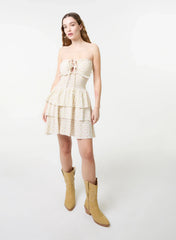 Ditsy Floral Ruched Cup Tiered Mini Dress