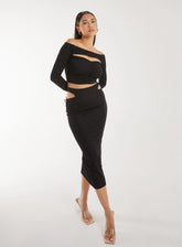 Ripple Cut Out Midi Skirt