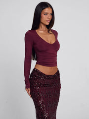 CAMHILLA TOP BURGUNDY