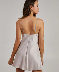 Rhinestone Cupped Satin Dress