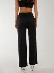Metallic Straight Leg Trousers