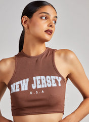 Printed Ribbed Crop Top