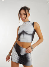 Graphic Silhouette Mini Skirt