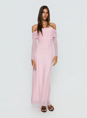 Emorissa Off Shoulder Long Sleeve Maxi Dress Soft Pink