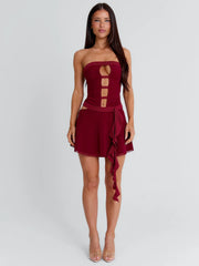 NINA MINI DRESS BURGUNDY