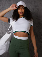 Sports Stripe Cropped T-Shirt