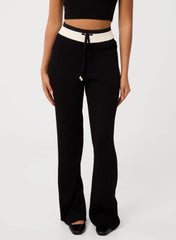 Ribbed Contrast Waist Wide Leg Joggers