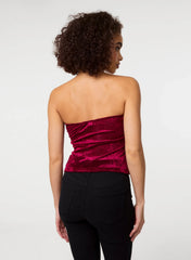 Soft Shimmer Velvet Texture Bra Cup Top