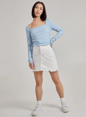 Ruched Square Neck Ribbed Top