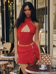 Baheria Mini Skirt Red