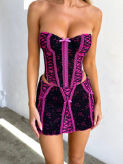 Garnet Crop Top Pink & Black