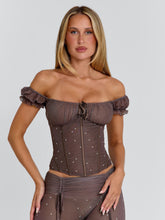 Corala Corset Top Chocolate Polka Dot