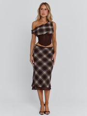 Narelle Midi Skirt Brown Check
