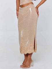 Saela Midi Skirt Beige