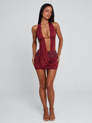 Venari Mini Dress Burgundy