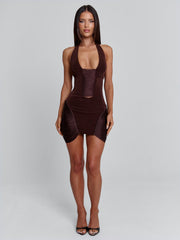 Zephyria Mini Dress Chocolate