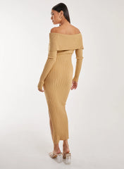 Bardot Ribbed Knit Maxi Dress