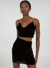 Velvet Chain Detail Crop Top