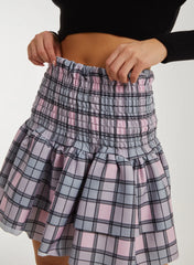 Checked Shirred Rara Mini Skirt