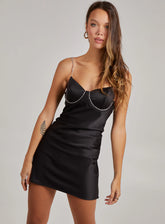 Rhinestone Cupped Satin Dress