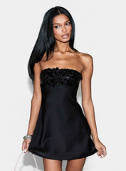 Kaylanie Strapless Sequin Mini Dress Black