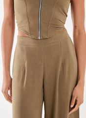 Linen Straight High Waist Trousers