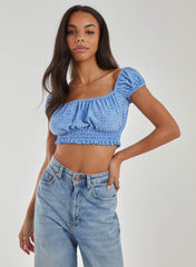 Square Neck Cropped Broderie Top