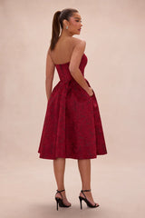 Ashlyn Strapless Jacquard Midi Dress
