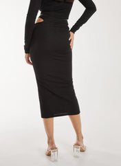 Ripple Cut Out Midi Skirt