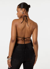 Diamante Satin Halter Top