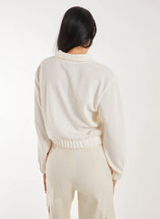 High Neck Zip Up Cropped Sweatshirt
