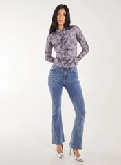 Acid Distressed Look Double Zip Top