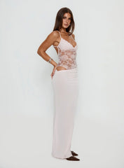 Chantella Lace Cut Out Maxi Dress Baby Pink