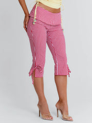 LENNIX CAPRI PANT RED GINGHAM