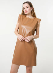 Wet Look PU Shoulder Pad Dress