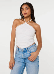 Cutwork Placement Hanky Halter Top