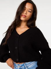 V Neck Three Button Cardigan