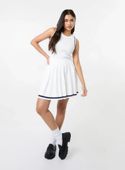 Pleated Mini Skirt With Contrast Binding