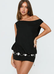 Ellah One Shoulder Drapey Mini Dress Black