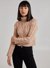 Cropped Cable Knit Jumper