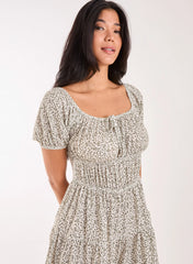 Puff Sleeve Tiered Mini Dress